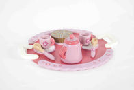 Игрушки малыша времени розового чая деревянные с МДФ картины цветка блюда ручки