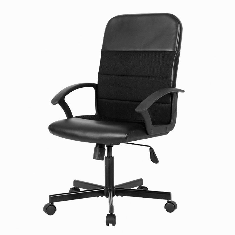 Черный кожаный стул с молнией подлокотника, пригодный для носки стул офиса компьютера шарнирного соединения