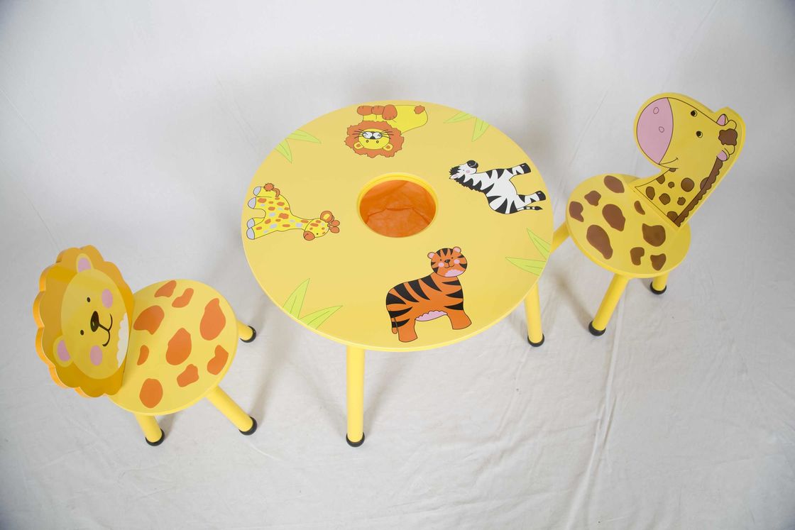 Таблица и стулья деревянных животных тематических детей со спрятанным карманом